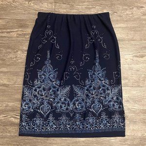 Vintage Paisley Blue Midi Skirt (S) (Vintage)